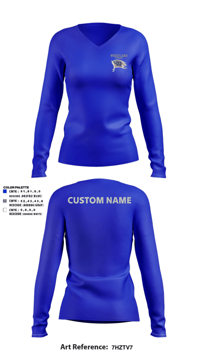 Wheatland youth football and cheer 53677637 Women's Long Sleeve V-neck Shirt - 4