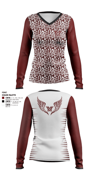 Women's Long Sleeve Vneck Shirt, Mount vernon, Track & Field, Teamtime, Team time, sublimation, custom sports apparel, team uniforms, spirit wear, spiritwear, sports uniforms, custom shirts, team store, custom team store, fundraiser sports, apparel fundraiser