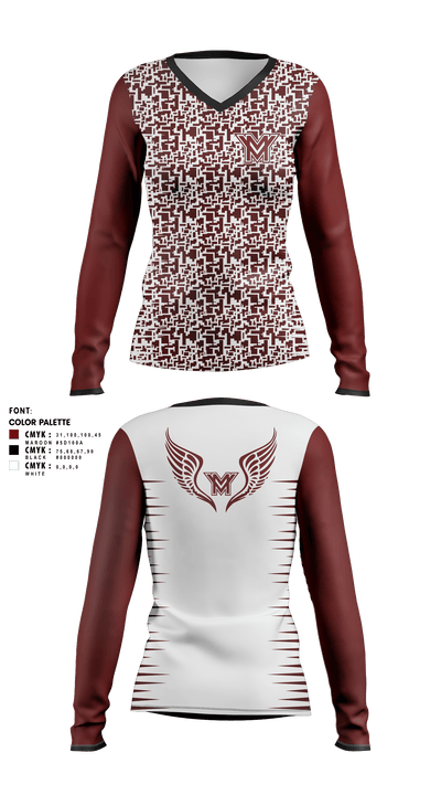 Mount vernon 6122442 Women's Long Sleeve V-neck Shirt - 1