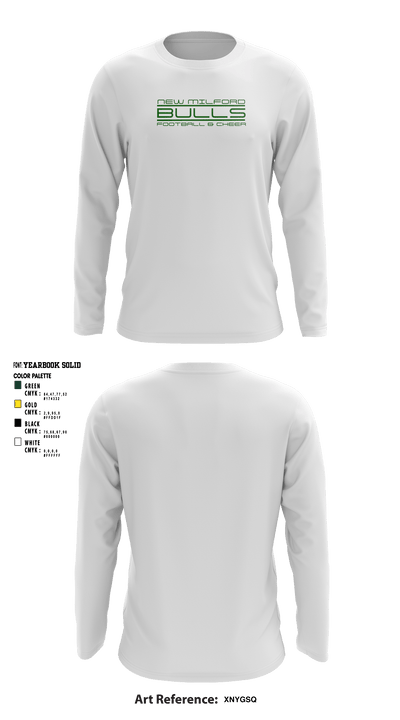 New Milford Bulls Football And Cheerleading 19489077 Long Sleeve Performance Shirt - 11