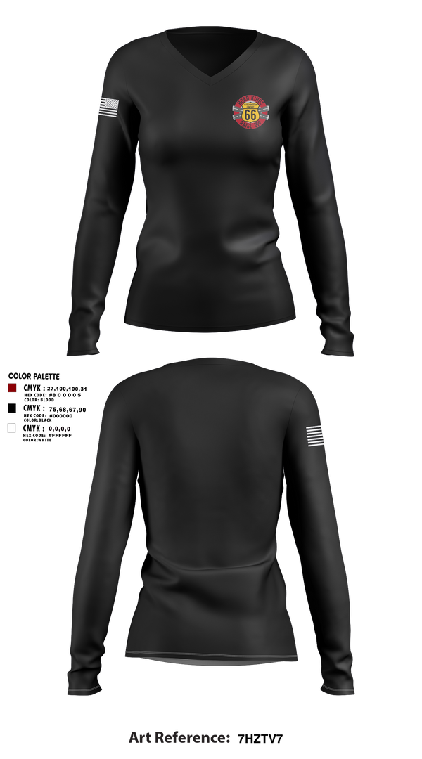 Women's Long Sleeve Vneck Shirt, 66 Transportation Company, , Teamtime, Team time, sublimation, custom sports apparel, team uniforms, spirit wear, spiritwear, sports uniforms, custom shirts, team store, custom team store, fundraiser sports, apparel fundraiser