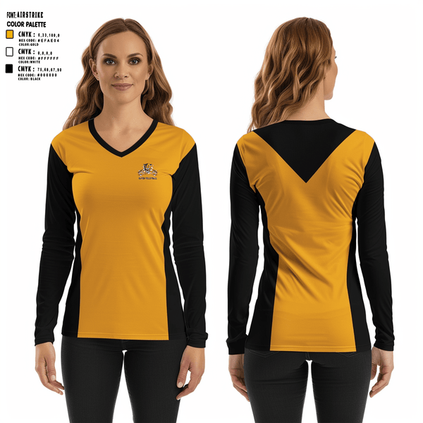 Women's Long Sleeve Vneck Shirt, Haven High School Volleyball, Women's Volleyball, Teamtime, Team time, sublimation, custom sports apparel, team uniforms, spirit wear, spiritwear, sports uniforms, custom shirts, team store, custom team store, fundraiser sports, apparel fundraiser