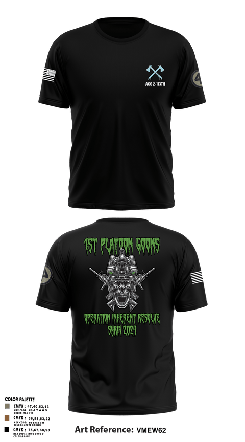Short Sleeve Performance Shirt, A-CO 2-113th Infantry, Army, Teamtime, Team time, sublimation, custom sports apparel, team uniforms, spirit wear, spiritwear, sports uniforms, custom shirts, team store, custom team store, fundraiser sports, apparel fundraiser