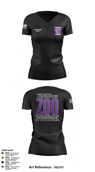 Women's Short Sleeve Vneck Shirt, Charger Co. / 2-112th Infantry Battalion, National Guard, Teamtime, Team time, sublimation, custom sports apparel, team uniforms, spirit wear, spiritwear, sports uniforms, custom shirts, team store, custom team store, fundraiser sports, apparel fundraiser