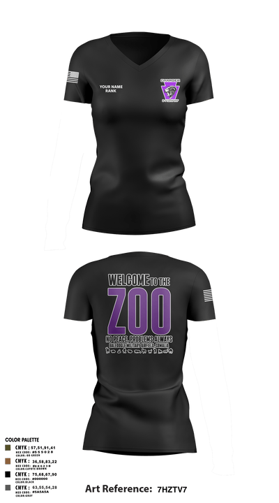 Charger Co. / 2-112th Infantry Battalion 37738588 Women's Short Sleeve V-neck Shirt - 61