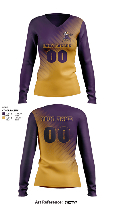 Lady Eagles 38011589 Women's Long Sleeve V-neck Shirt - 1