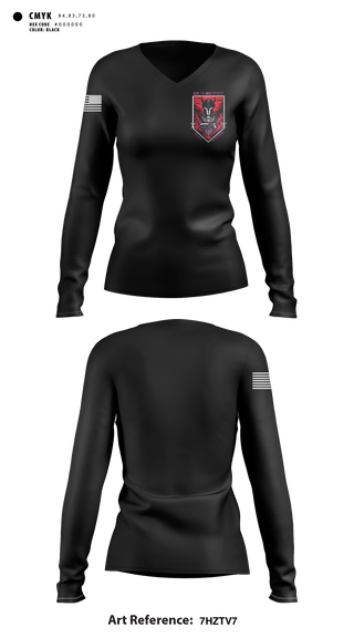 Women's Long Sleeve Vneck Shirt, D Co 2-13th AVN REGT, Army, Teamtime, Team time, sublimation, custom sports apparel, team uniforms, spirit wear, spiritwear, sports uniforms, custom shirts, team store, custom team store, fundraiser sports, apparel fundraiser