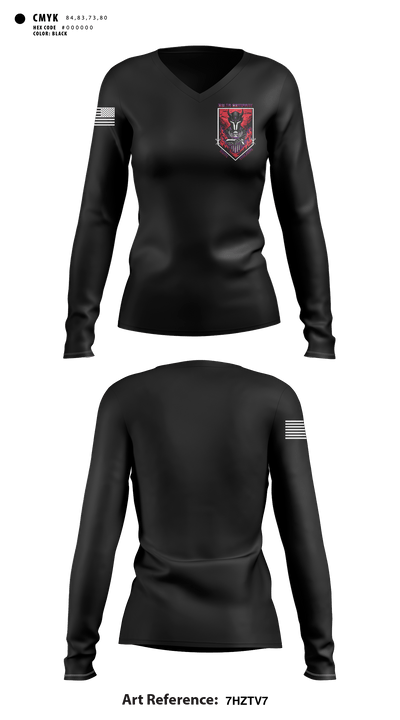 D Co 2-13th AVN REGT 27733749 Women's Long Sleeve V-neck Shirt - 1