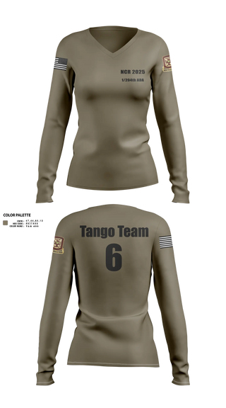 Women's Long Sleeve Vneck Shirt, 1/204th ADA, , Teamtime, Team time, sublimation, custom sports apparel, team uniforms, spirit wear, spiritwear, sports uniforms, custom shirts, team store, custom team store, fundraiser sports, apparel fundraiser