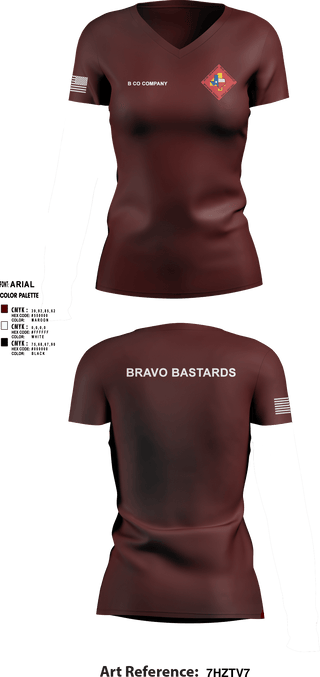 Women's Short Sleeve Vneck Shirt, Bravo 1/23 63480397, Marines, Teamtime, Team time, sublimation, custom sports apparel, team uniforms, spirit wear, spiritwear, sports uniforms, custom shirts, team store, custom team store, fundraiser sports, apparel fundraiser