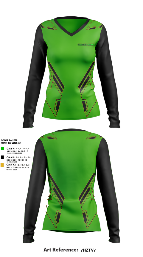 Women's Long Sleeve Vneck Shirt, St Francis Indians, Women's Volleyball, Teamtime, Team time, sublimation, custom sports apparel, team uniforms, spirit wear, spiritwear, sports uniforms, custom shirts, team store, custom team store, fundraiser sports, apparel fundraiser