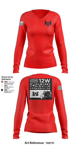 Women's Long Sleeve Vneck Shirt, 302nd EN CO, Army, Teamtime, Team time, sublimation, custom sports apparel, team uniforms, spirit wear, spiritwear, sports uniforms, custom shirts, team store, custom team store, fundraiser sports, apparel fundraiser
