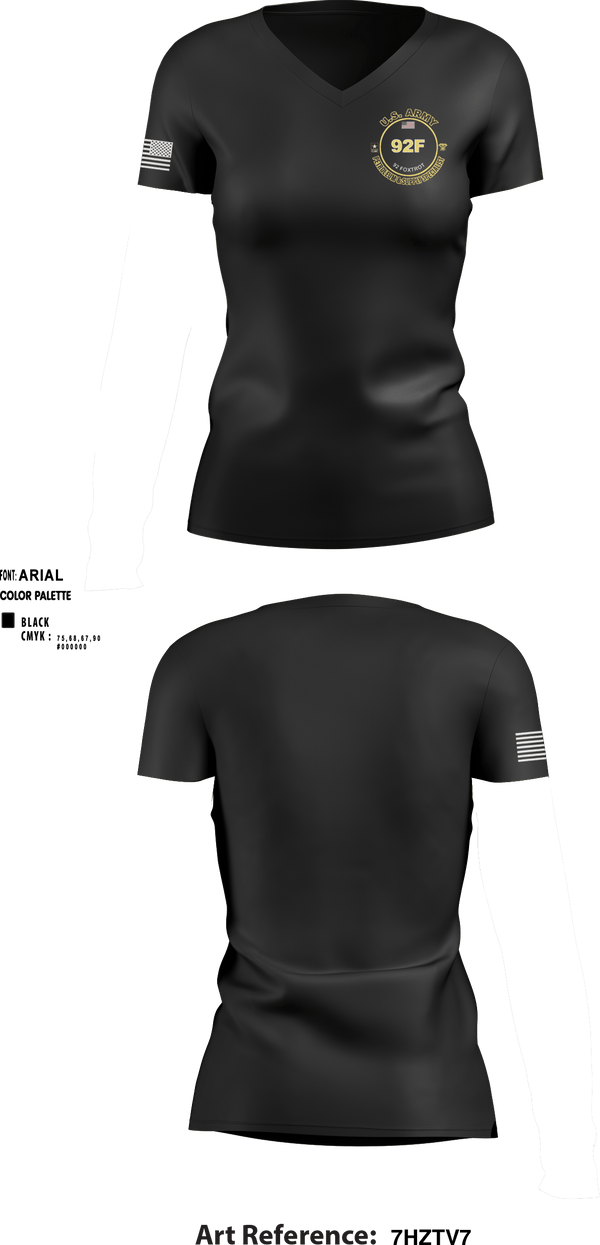 Women's Short Sleeve Vneck Shirt, 1-7 ADA D BATTERY, Army, Teamtime, Team time, sublimation, custom sports apparel, team uniforms, spirit wear, spiritwear, sports uniforms, custom shirts, team store, custom team store, fundraiser sports, apparel fundraiser