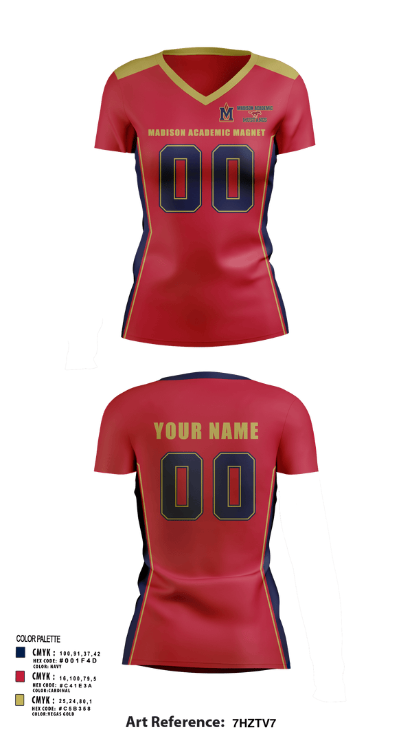 Women's Short Sleeve Vneck Shirt, Madison Academic Magnet School Volleyball, Women's Volleyball, Teamtime, Team time, sublimation, custom sports apparel, team uniforms, spirit wear, spiritwear, sports uniforms, custom shirts, team store, custom team store, fundraiser sports, apparel fundraiser