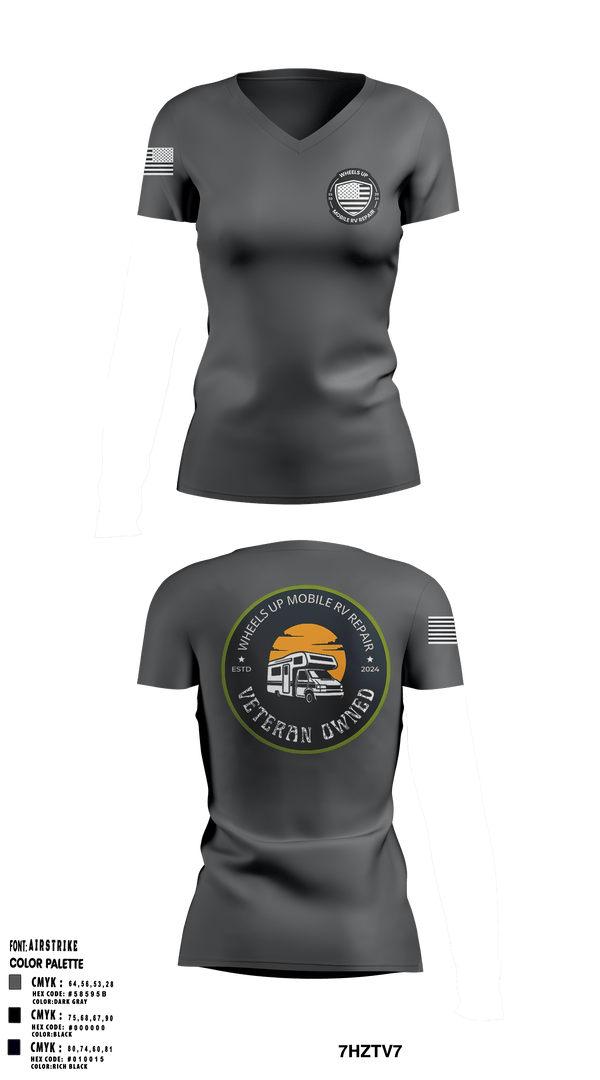 Women's Short Sleeve Vneck Shirt, Wheels Up Mobile RV RepairCullman County Dive TeamWheels Up Mobile RV Repair, , Teamtime, Team time, sublimation, custom sports apparel, team uniforms, spirit wear, spiritwear, sports uniforms, custom shirts, team store, custom team store, fundraiser sports, apparel fundraiser