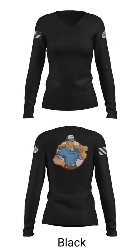 Women's Long Sleeve Vneck Shirt, Gómez Door’s & Trim, , Teamtime, Team time, sublimation, custom sports apparel, team uniforms, spirit wear, spiritwear, sports uniforms, custom shirts, team store, custom team store, fundraiser sports, apparel fundraiser