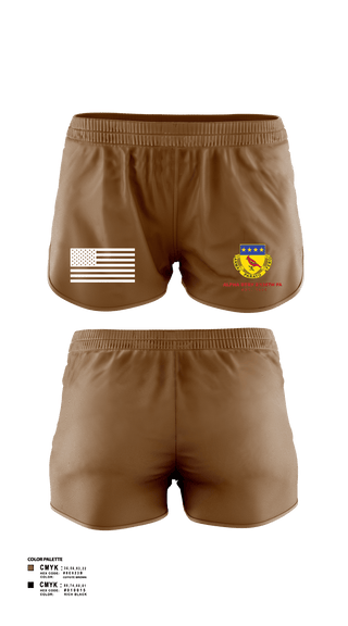 Women's Shorts, Alpha BTRY 2/138th FA, National Guard, Teamtime, Team time, sublimation, custom sports apparel, team uniforms, spirit wear, spiritwear, sports uniforms, custom shirts, team store, custom team store, fundraiser sports, apparel fundraiser