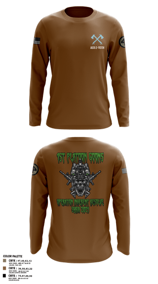 Long Sleeve Performance Polo, A-CO 2-113th Infantry, Army, Teamtime, Team time, sublimation, custom sports apparel, team uniforms, spirit wear, spiritwear, sports uniforms, custom shirts, team store, custom team store, fundraiser sports, apparel fundraiser