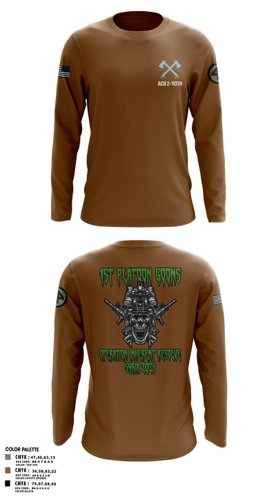 A-CO 2-113th Infantry 71985791 Long Sleeve Performance Polo - 2