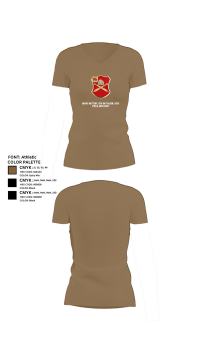 Bravo Battery, 6th Battalion, 10th Field Artillery 85654771 Women's Short Sleeve V-neck Shirt - 4