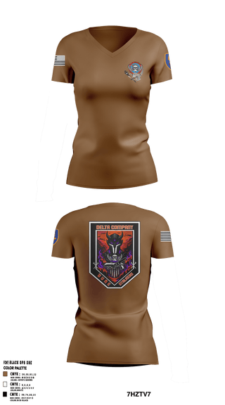 Women's Short Sleeve Vneck Shirt, Delta Co, 2-13th AVN REGT_CADRE, Army, Teamtime, Team time, sublimation, custom sports apparel, team uniforms, spirit wear, spiritwear, sports uniforms, custom shirts, team store, custom team store, fundraiser sports, apparel fundraiser