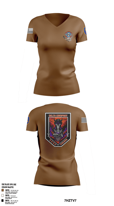 Delta Co, 2-13th AVN REGT_CADRE 68072137 Women's Short Sleeve V-neck Shirt - 5