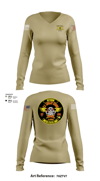 Women's Long Sleeve Vneck Shirt, US Cavalry Riders, Army, Teamtime, Team time, sublimation, custom sports apparel, team uniforms, spirit wear, spiritwear, sports uniforms, custom shirts, team store, custom team store, fundraiser sports, apparel fundraiser