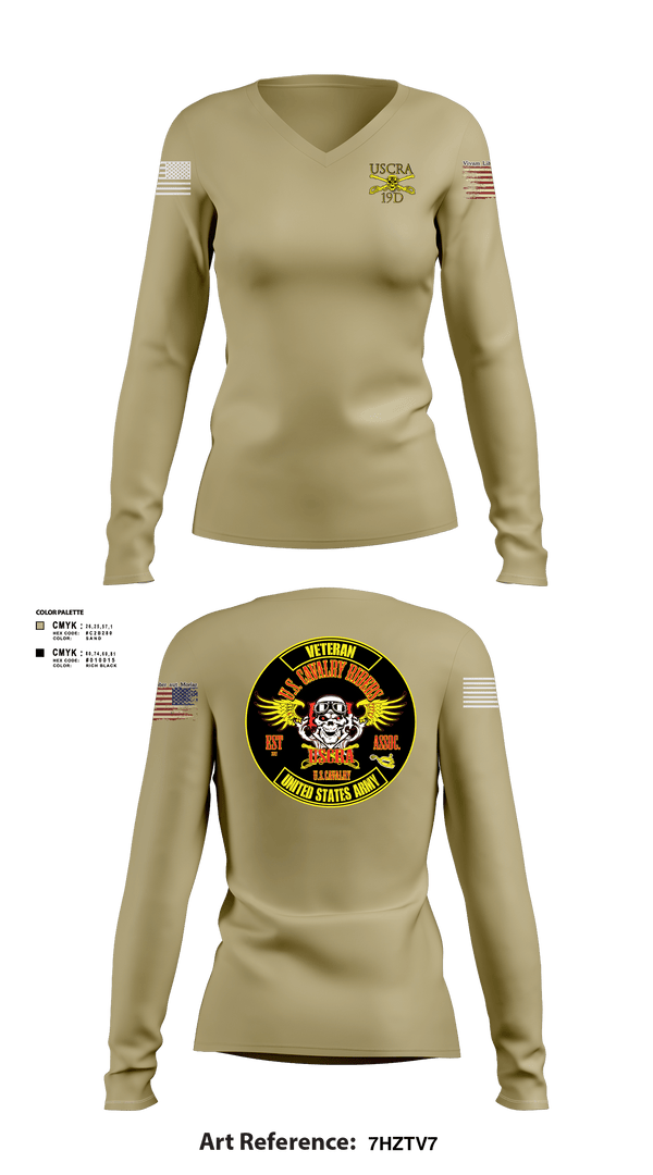 Women's Long Sleeve Vneck Shirt, US Cavalry Riders, Army, Teamtime, Team time, sublimation, custom sports apparel, team uniforms, spirit wear, spiritwear, sports uniforms, custom shirts, team store, custom team store, fundraiser sports, apparel fundraiser