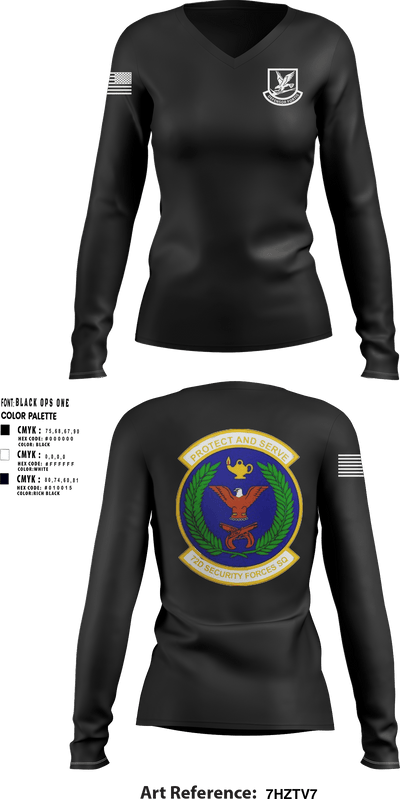 72nd SFS 70579438 Women's Long Sleeve V-neck Shirt - 1