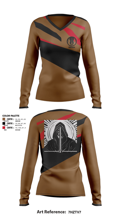 ObieWan 23588262 Women's Long Sleeve V-neck Shirt - 1