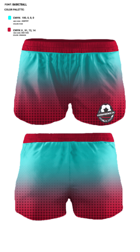 Women's Shorts, Condominio FC, Men's Soccer, Teamtime, Team time, sublimation, custom sports apparel, team uniforms, spirit wear, spiritwear, sports uniforms, custom shirts, team store, custom team store, fundraiser sports, apparel fundraiser