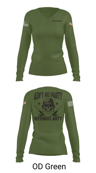 Women's Long Sleeve Vneck Shirt, 1-320th FA, Fox Battery, , Teamtime, Team time, sublimation, custom sports apparel, team uniforms, spirit wear, spiritwear, sports uniforms, custom shirts, team store, custom team store, fundraiser sports, apparel fundraiser