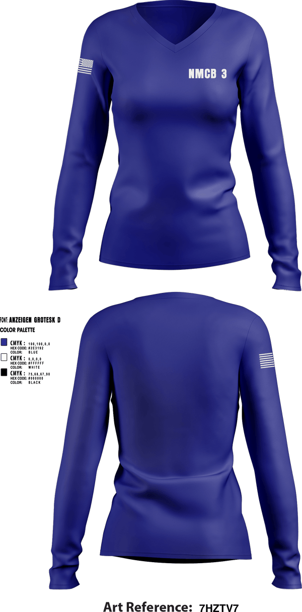 Women's Long Sleeve Vneck Shirt, NMCB 3, Navy, Teamtime, Team time, sublimation, custom sports apparel, team uniforms, spirit wear, spiritwear, sports uniforms, custom shirts, team store, custom team store, fundraiser sports, apparel fundraiser