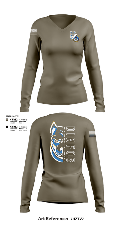DINFOS (Defense Information School) 29284303 Women's Long Sleeve V-neck Shirt - 4