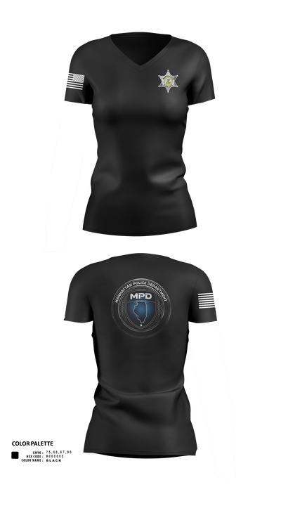 Manhattan Police Department 25505954 Women's Short Sleeve V-neck Shirt - 140
