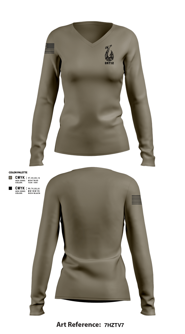Women's Long Sleeve Vneck Shirt, Ortiz, Marines, Teamtime, Team time, sublimation, custom sports apparel, team uniforms, spirit wear, spiritwear, sports uniforms, custom shirts, team store, custom team store, fundraiser sports, apparel fundraiser