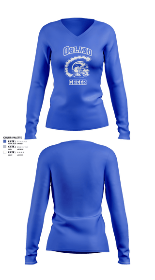 Women's Long Sleeve Vneck Shirt, Orland Jr Trojans Football, Football, Teamtime, Team time, sublimation, custom sports apparel, team uniforms, spirit wear, spiritwear, sports uniforms, custom shirts, team store, custom team store, fundraiser sports, apparel fundraiser