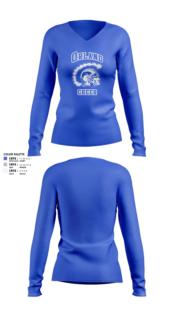 Women's Long Sleeve Vneck Shirt, Orland Jr Trojans Football, Football, Teamtime, Team time, sublimation, custom sports apparel, team uniforms, spirit wear, spiritwear, sports uniforms, custom shirts, team store, custom team store, fundraiser sports, apparel fundraiser