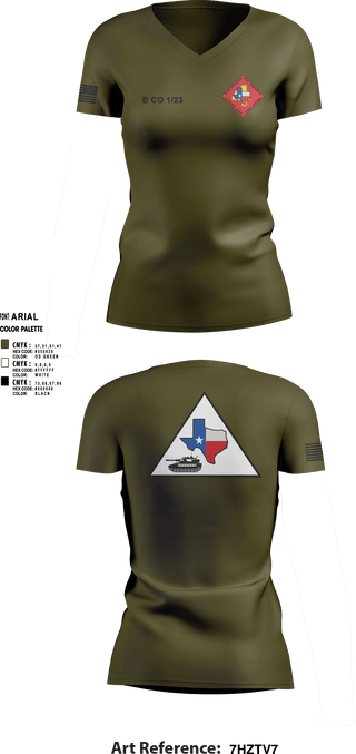 Women's Short Sleeve Vneck Shirt, Bravo 1/23 63480397, Marines, Teamtime, Team time, sublimation, custom sports apparel, team uniforms, spirit wear, spiritwear, sports uniforms, custom shirts, team store, custom team store, fundraiser sports, apparel fundraiser