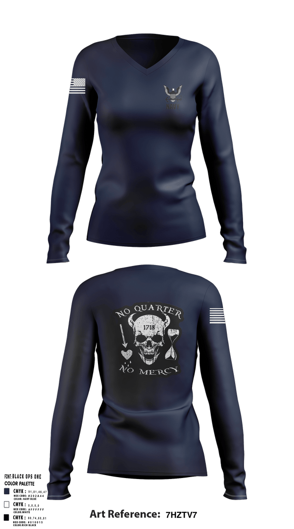 Women's Long Sleeve Vneck Shirt, USS Midway, Navy, Teamtime, Team time, sublimation, custom sports apparel, team uniforms, spirit wear, spiritwear, sports uniforms, custom shirts, team store, custom team store, fundraiser sports, apparel fundraiser