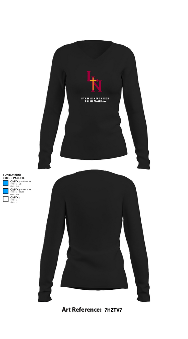 Women's Long Sleeve Vneck Shirt, Lutheran North High School Volleyball, Women's Volleyball, Teamtime, Team time, sublimation, custom sports apparel, team uniforms, spirit wear, spiritwear, sports uniforms, custom shirts, team store, custom team store, fundraiser sports, apparel fundraiser