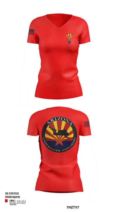 Arizona Underwater Explorers 16457471 Women's Short Sleeve V-neck Shirt - 41