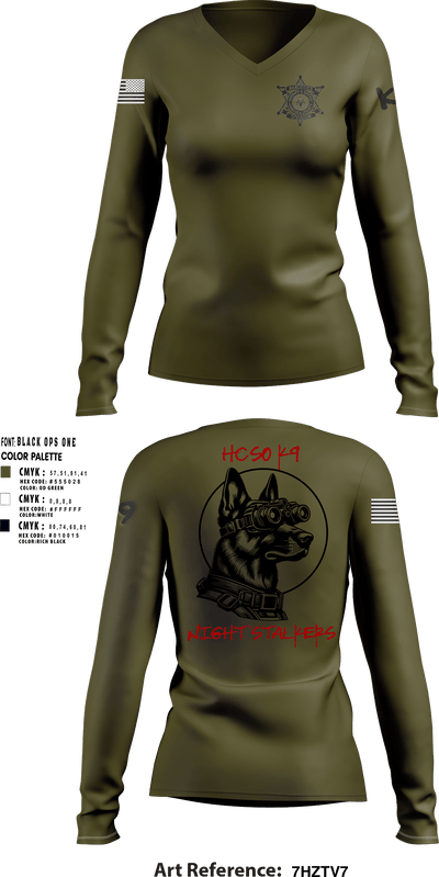Hancock County Sheriffs Office K9 Unit 22112192 Women's Long Sleeve V-neck Shirt - 1