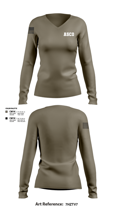 ACSO 78594459 Women's Long Sleeve V-neck Shirt - 101