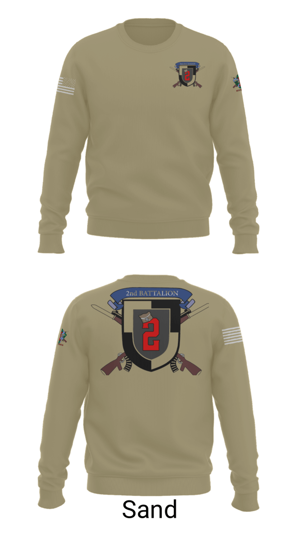 Crew Neck Sweatshirt, 2nd Battalion, Army, Teamtime, Team time, sublimation, custom sports apparel, team uniforms, spirit wear, spiritwear, sports uniforms, custom shirts, team store, custom team store, fundraiser sports, apparel fundraiser