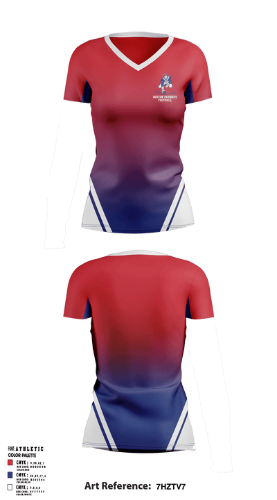 Boston Patriots Football & Cheerleading 37651990 Women's Short Sleeve V-neck Shirt - 1