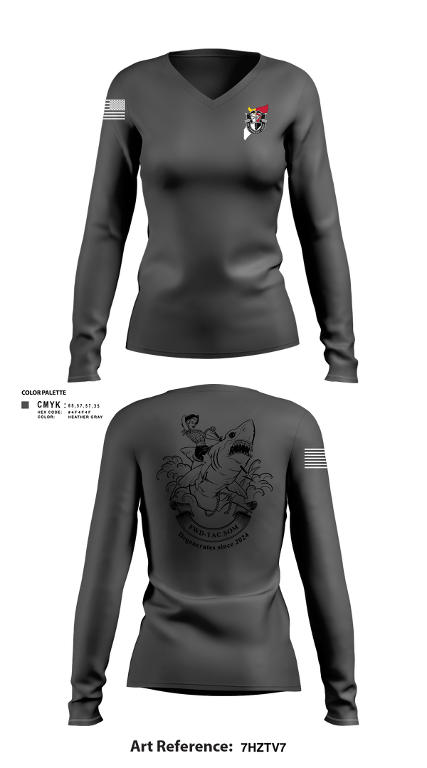 Women's Long Sleeve Vneck Shirt, JSOTF-SOM FWD TAC, Army, Teamtime, Team time, sublimation, custom sports apparel, team uniforms, spirit wear, spiritwear, sports uniforms, custom shirts, team store, custom team store, fundraiser sports, apparel fundraiser