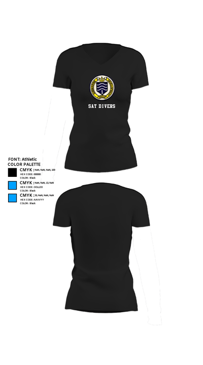 SAT DIVERS 69897095 Women's Short Sleeve V-neck Shirt - 23