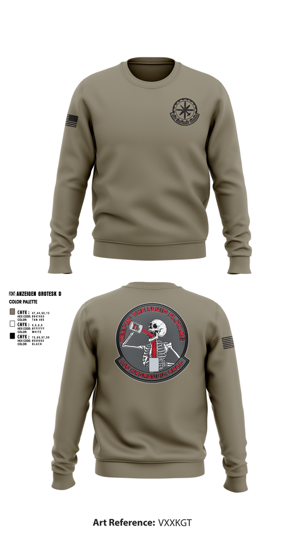 Crew Neck Sweatshirt, 106 Hydraulic Shop, Air Force, Teamtime, Team time, sublimation, custom sports apparel, team uniforms, spirit wear, spiritwear, sports uniforms, custom shirts, team store, custom team store, fundraiser sports, apparel fundraiser