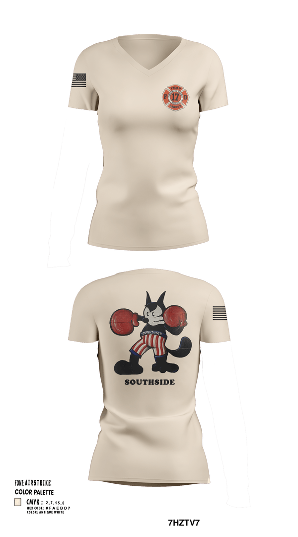 Women's Short Sleeve Vneck Shirt, Station 17, Fire Department, Teamtime, Team time, sublimation, custom sports apparel, team uniforms, spirit wear, spiritwear, sports uniforms, custom shirts, team store, custom team store, fundraiser sports, apparel fundraiser